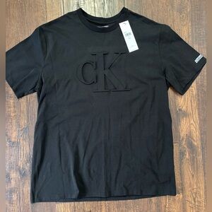 Calvin Klein Black Short Sleeve Tee with raised Logo